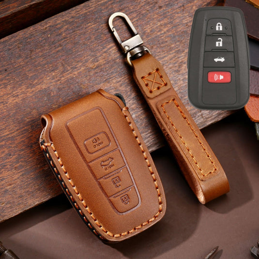 Toyota Handcrafted Genuine Leather Car Key Fob Protective Case Cover For Camry, C-HR, Corolla, RAV4, Avalon, Land Cruiser, Prado, Prius - Polar Tech Australia