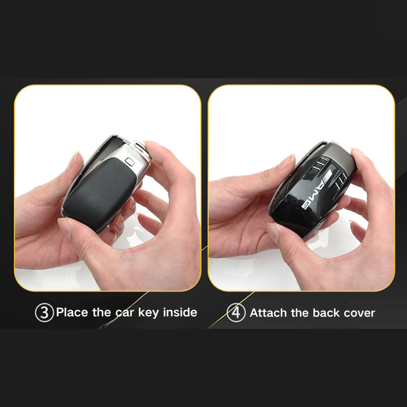 Load image into Gallery viewer, Mercedes Benz Carbon Fiber Metal Protective Car Key Fob Case Cover For Benz A, B, C, E, GLC, GLE
