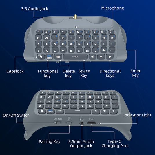 PS5 Keyboard 2.4G Wireless Chatpad for PS5 Controller (Controller not Included)