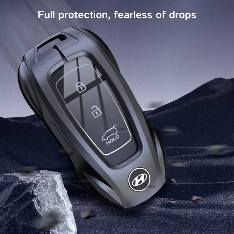 Chargez l&#39;image dans la visionneuse de la galerie, Hyundai Stylish Metal Car Key Fob Protective Case Cover For Tucson, Sport, Elantra, Santa Fe, ix35, ix25
