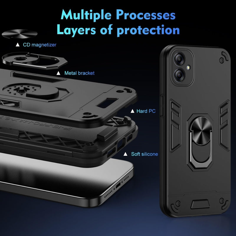 Load image into Gallery viewer, Samsung Galaxy A06 4G (SM-A065) - Shockproof Metal Ring Holder Phone Case
