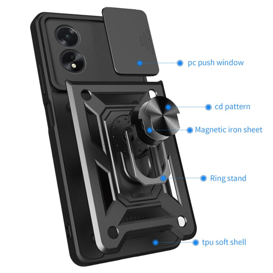 OPPO A98 5G (CPH2529) - Shockproof Armour Heavy Duty Phone Case with Ring Holder & Camera Protection - Polar Tech Australia