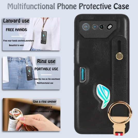 Asus ROG Phone 5 - Wristband Leather Back Phone Case