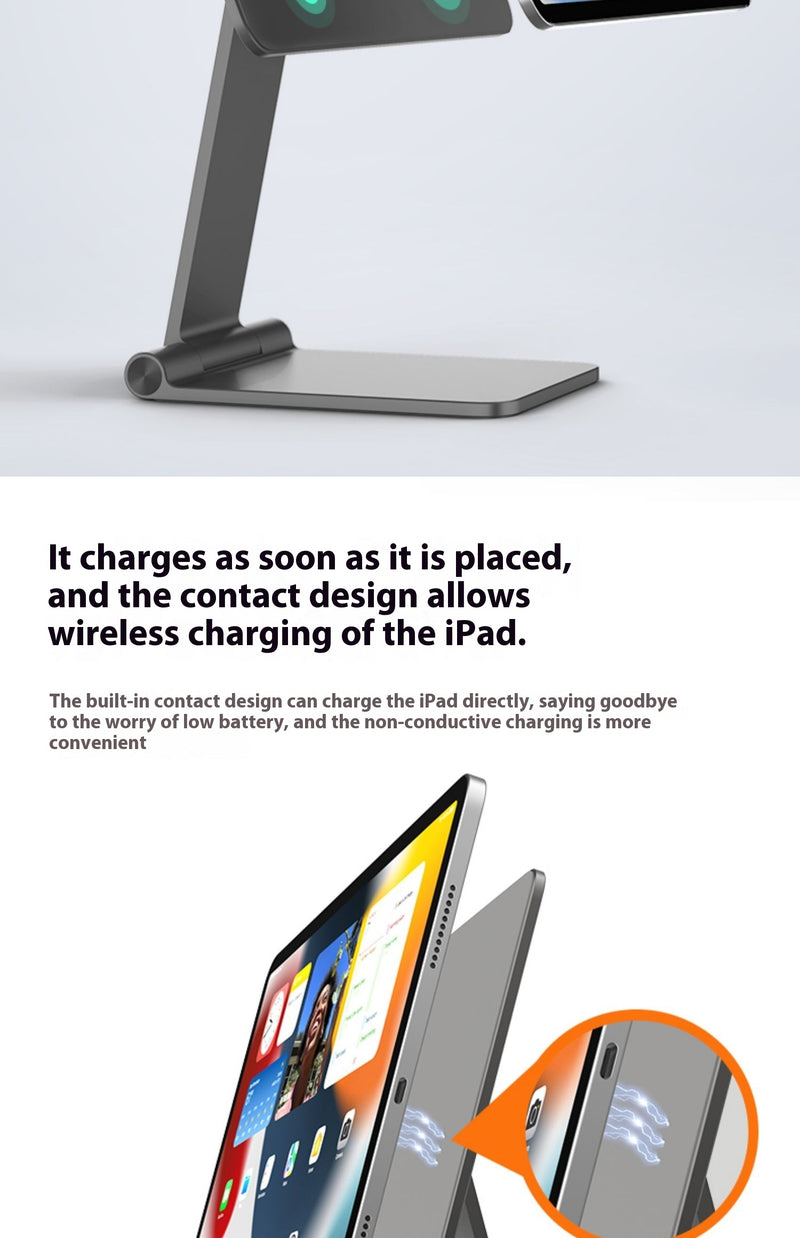 Cargue la imagen en el visor de la galería, Magnetic wireless charging iPad stand with 18W contacts for charging magnetic tablets - Polar Tech Australia
