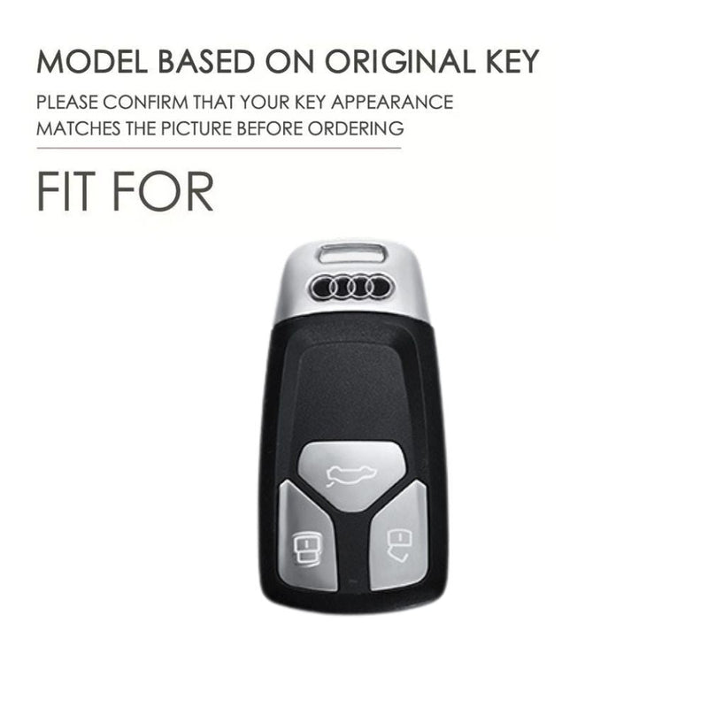 Chargez l&#39;image dans la visionneuse de la galerie, Audi Zinc Alloy + Leather Car Key Fob Case Cover For A4, A5, A6,A8, Q2, Q5, Q7
