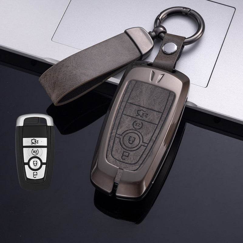 Load image into Gallery viewer, Ford Zinc Alloy Leather Folding Car Key Fob Case Cover For Ranger, Mustang, Everest, Escape, Puma, Transit, Focus, Fiesta, Ranger Raptor, Mondeo
