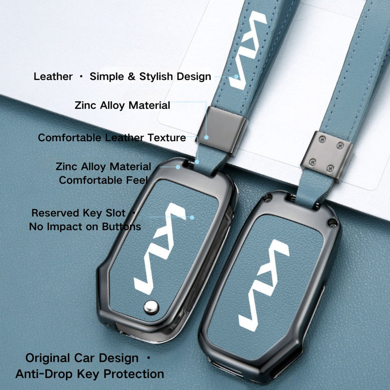 Load image into Gallery viewer, Kia Zinc Alloy Leather Car Key Protection Fob Case Cover For Sportage, Carnival, Sedona, K3, K4, K5

