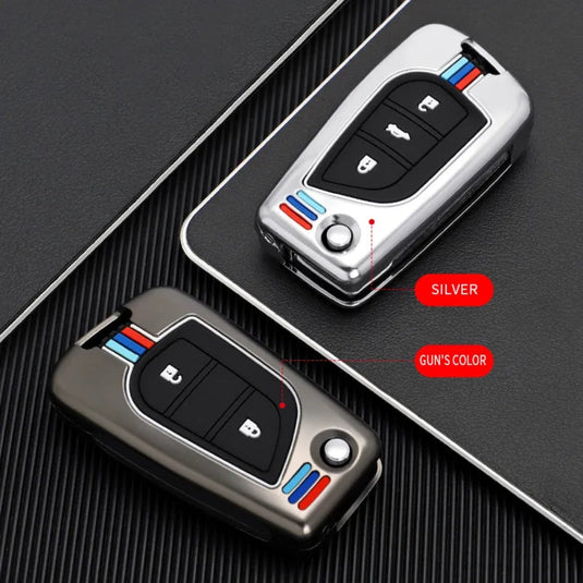Toyota Foldable Style Metal Shell & Soft Silicone Full Protection Car Key Fob Case Cover For Camry RAV4 Highlander Avalon C-HR Prius Corolla - Polar Tech Australia