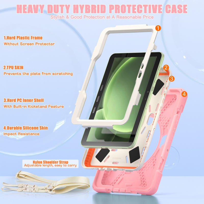 Chargez l&#39;image dans la visionneuse de la galerie, Samsung Galaxy Tab Active Pro / Active 4 Pro / Active 5 Pro Series - Heavy Duty 360 Degree Rotate Stand Hand Strap Case With Shoulder Strap - Polar Tech Australia
