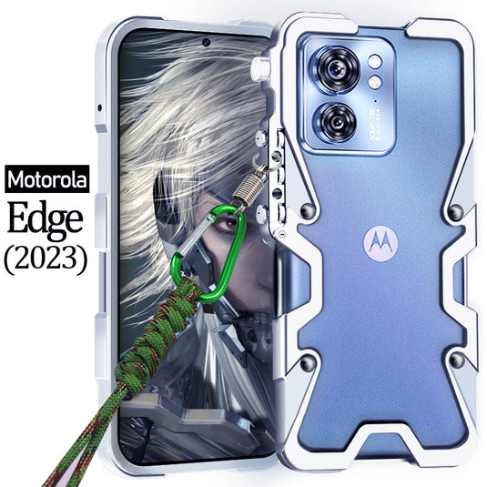 [With Lanyard] Motorola Moto Edge 2023 - Metal Phone Border Mechanics Series Case - Polar Tech Australia