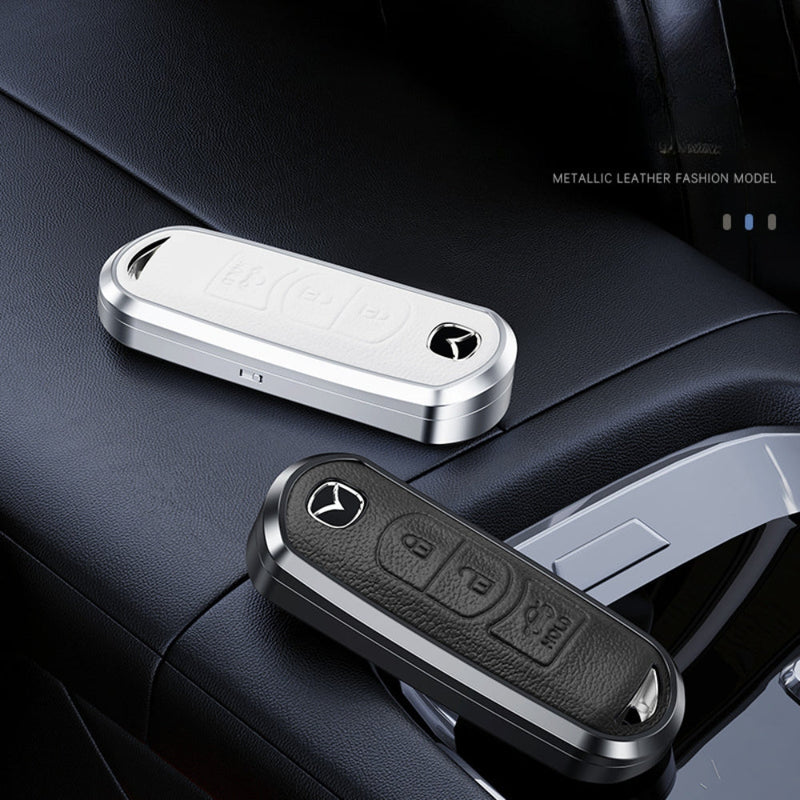 Load image into Gallery viewer, Mazda Aluminum Alloy Genuine Leather Car Key Fob Cover Case For MX-5, CX-5, CX-7, CX-9, Mazda 6 - Polar Tech Australia
