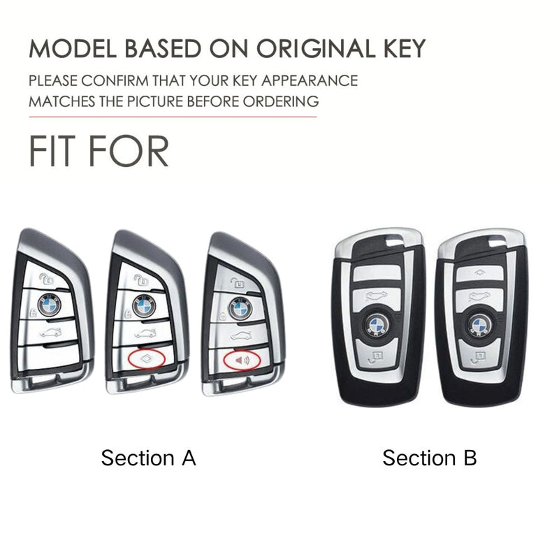 Load image into Gallery viewer, BMW Zinc Alloy + Leather Car Key Fob Case Cover For 1, 3, 4, 5, 6 Series, X3, X5, X6, X7

