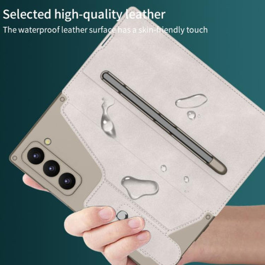 Samsung Galaxy Z Fold7 5G - GKK Integrated Armor Flip Leather Case with Pen Slot, Stylus Not Included
