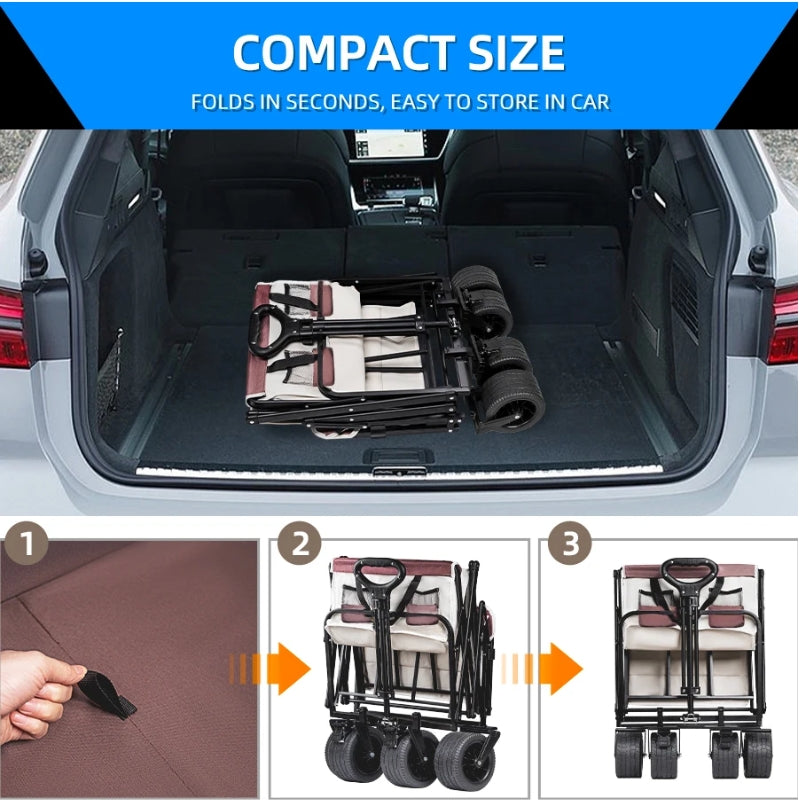 Chargez l&#39;image dans la visionneuse de la galerie, Extender Folding Cart Outdoor Extra Long Utility Large Capacity Wagon Cart Camping Picnic Trolley Beach Collapse Folding Cart - Polar Tech Australia
