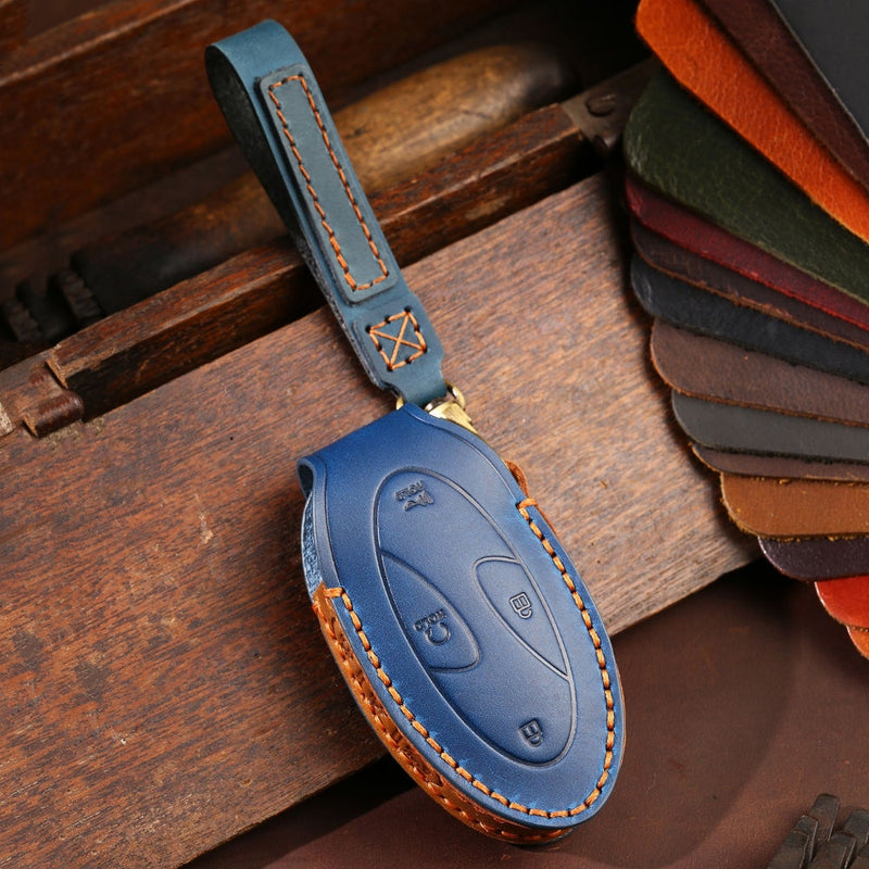 Chargez l&#39;image dans la visionneuse de la galerie, Hyundai Handcrafted Genuine Leather Car Key Fob Protective Case Cover For Ionic 6, Kona EV, Grandeur GN7
