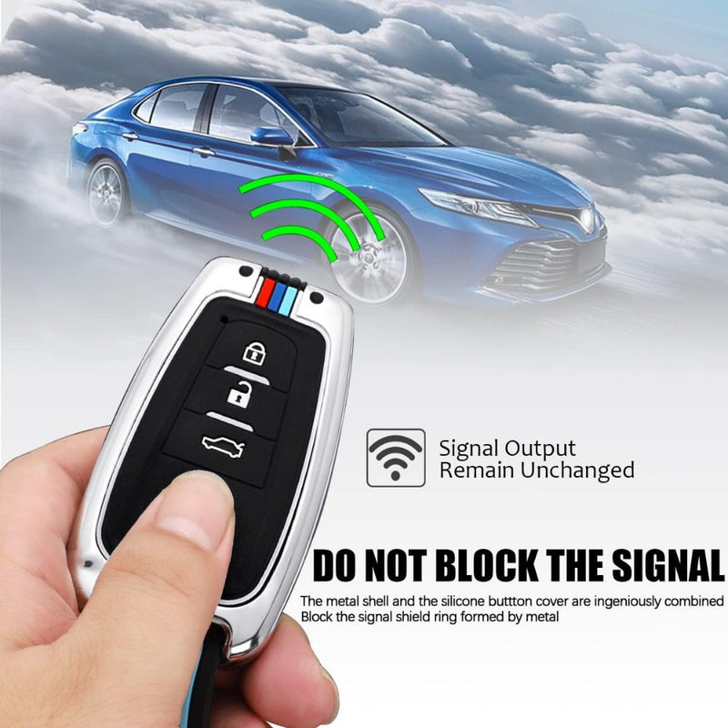 Load image into Gallery viewer, Toyota Metal Shell &amp; Soft Silicone Full Protection Car Key Fob Case Cover For Camry RAV4 Highlander Avalon C-HR Prius Corolla
