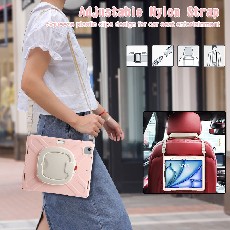 Chargez l&#39;image dans la visionneuse de la galerie, Lenovo Tab M11 11.0&quot; 2024 (TB-330XU/330FU) - Multifunctional Shockproof Heavy Duty Series Case With Shoulder Strap
