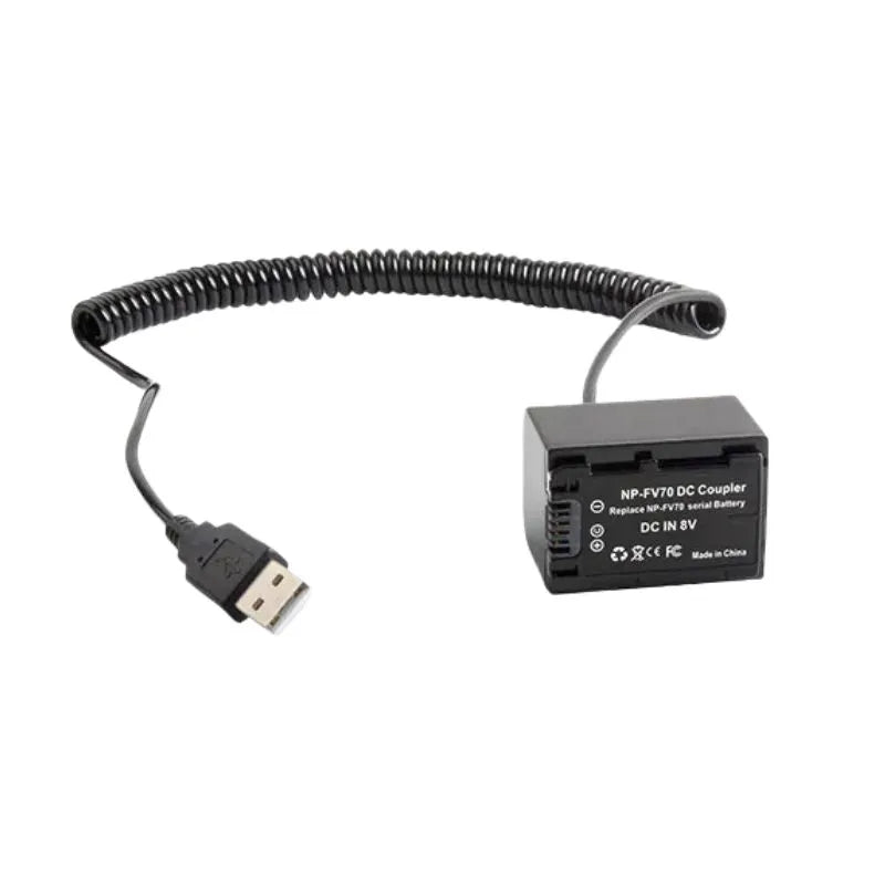 Load image into Gallery viewer, [NP-FV70][USB] Sony AX700 AX60 HDR-CX680 PJ675 - Cameras Spring Cable Dummy Battery - Polar Tech Australia

