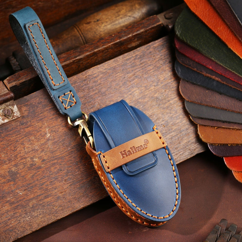 Chargez l&#39;image dans la visionneuse de la galerie, Hyundai Handcrafted Genuine Leather Car Key Fob Protective Case Cover For Ionic 6, Kona EV, Grandeur GN7
