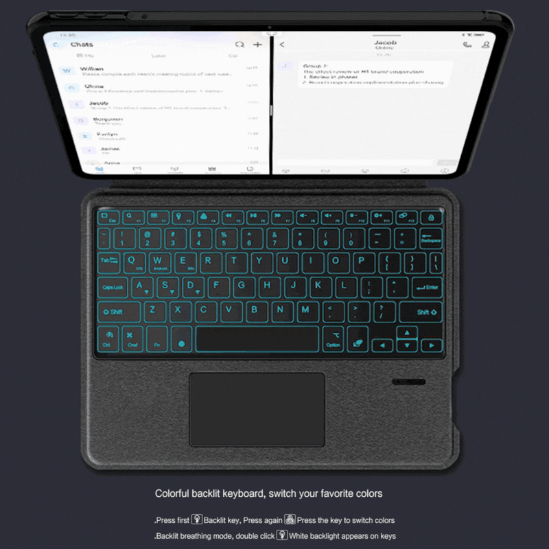 Chargez l&#39;image dans la visionneuse de la galerie, [With backlight] OPPO Pad Neo (OPD2302, OPD2303) - Detachable Smart Colorful Backlit Keyboard Case - Polar Tech Australia
