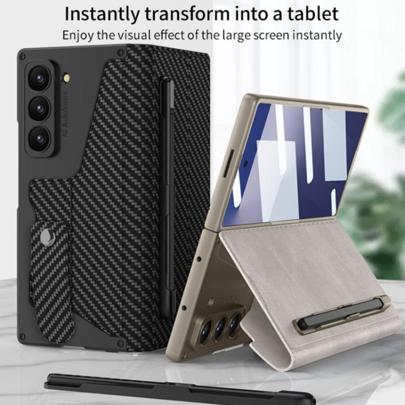 Cargue la imagen en el visor de la galería, Samsung Galaxy Z Fold7 5G - GKK Integrated Armor Flip Leather Case with Pen Slot, Stylus Not Included
