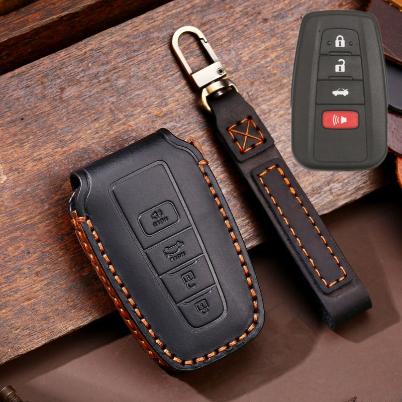 Load image into Gallery viewer, Toyota Handcrafted Genuine Leather Car Key Fob Protective Case Cover For Camry, C-HR, Corolla, RAV4, Avalon, Land Cruiser, Prado, Prius - Polar Tech Australia
