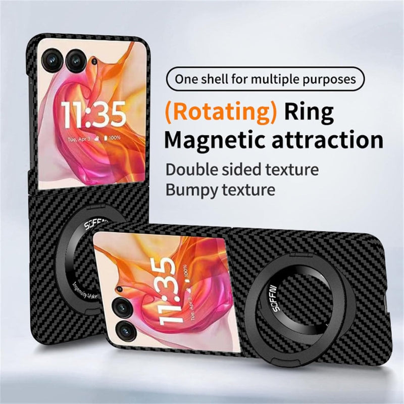 Chargez l&#39;image dans la visionneuse de la galerie, [360° Rotating Bracket] Motorola Razr 50/Ultra - Carbon Fiber Style MagSafe Magnetic Shockproof Protective Case - Polar Tech Australia
