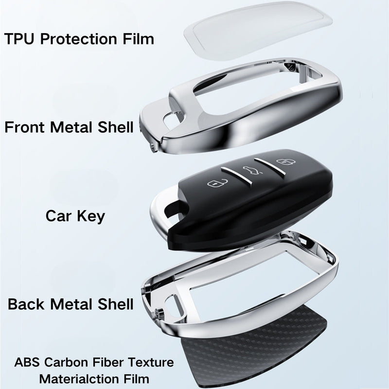 Chargez l&#39;image dans la visionneuse de la galerie, Hyundai Zinc Alloy + Carbon Fiber Texture Car Key Fob Case Cover For Palisade, Elantra, Accent, Kona, Santa Fe, Veloster
