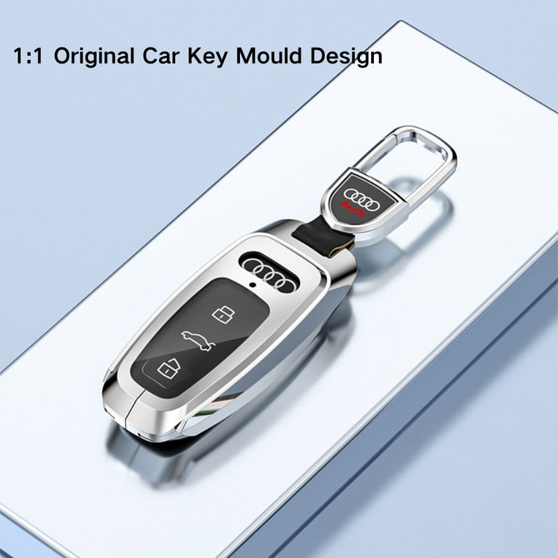 Chargez l&#39;image dans la visionneuse de la galerie, Audi Zinc Alloy + Carbon Fiber Texture Car Key Fob Case Cover For A3, A4, A5, A6, Q2, Q3, Q5, Q7, Q8, e-tron
