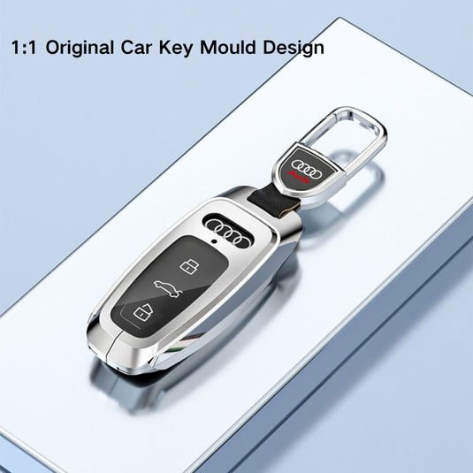 Audi Zinc Alloy + Carbon Fiber Texture Car Key Fob Case Cover For A3, A4, A5, A6, Q2, Q3, Q5, Q7, Q8, e-tron