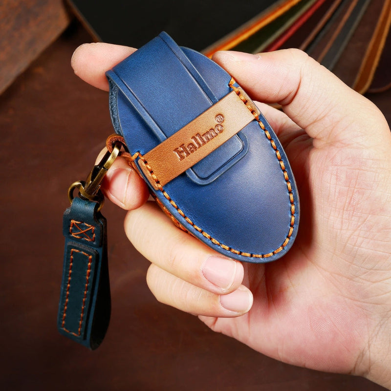 Chargez l&#39;image dans la visionneuse de la galerie, Hyundai Handcrafted Genuine Leather Car Key Fob Protective Case Cover For Ionic 6, Kona EV, Grandeur GN7
