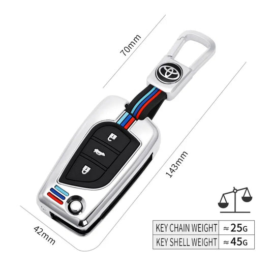 Toyota Foldable Style Metal Shell & Soft Silicone Full Protection Car Key Fob Case Cover For Camry RAV4 Highlander Avalon C-HR Prius Corolla - Polar Tech Australia