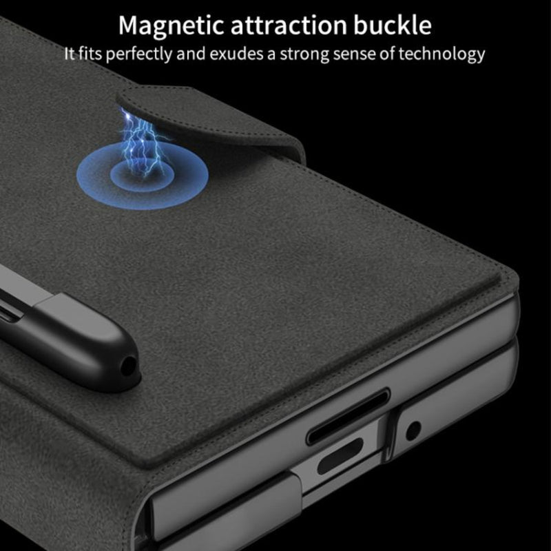 Cargue la imagen en el visor de la galería, Samsung Galaxy Z Fold7 5G - GKK Integrated Armor Flip Leather Case with Pen Slot, Stylus Not Included
