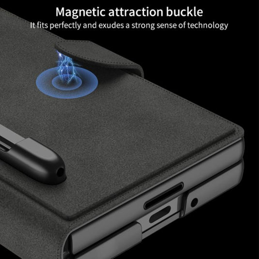 Samsung Galaxy Z Fold7 5G - GKK Integrated Armor Flip Leather Case with Pen Slot, Stylus Not Included