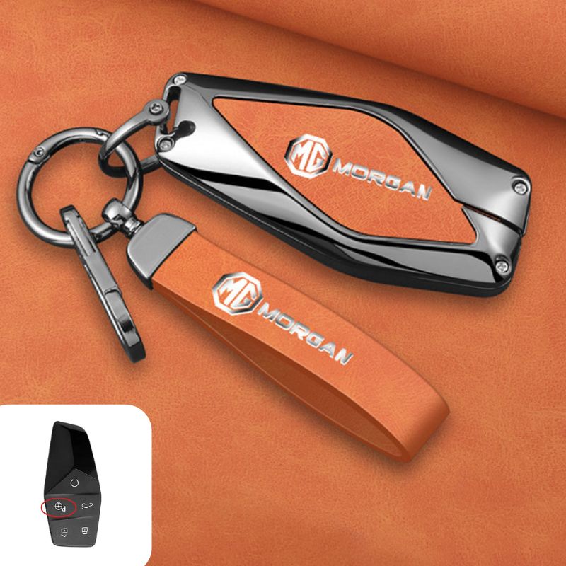 Cargue la imagen en el visor de la galería, MG Zinc Alloy + PU Leather Smart Remote Control Car Key Fob Case Cover For MG ONE
