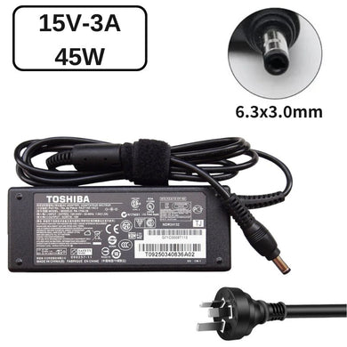 [45W/15V-3A][6.3x3.0] Toshiba PA3241U-1ACA AC Power Adapter Laptop Wall Charger (AU Plug) - Polar Tech Australia