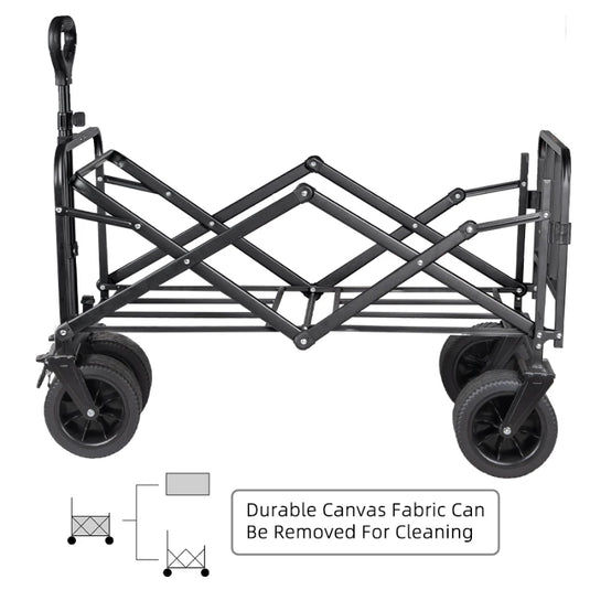 Extender Folding Cart Outdoor Extra Long Utility Large Capacity Wagon Cart Camping Picnic Trolley Beach Collapse Folding Cart - Polar Tech Australia