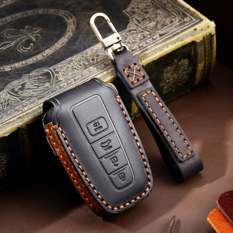 Load image into Gallery viewer, Toyota Handcrafted Genuine Leather Car Key Fob Protective Case Cover For Camry, C-HR, Corolla, RAV4, Avalon, Land Cruiser, Prado, Prius - Polar Tech Australia
