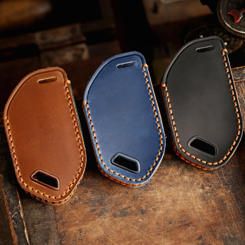 Chargez l&#39;image dans la visionneuse de la galerie, Kia Handcrafted Genuine Leather Car Key Protective Fob Cover Case For Carnival, Ev9, Picanto, Gt Line
