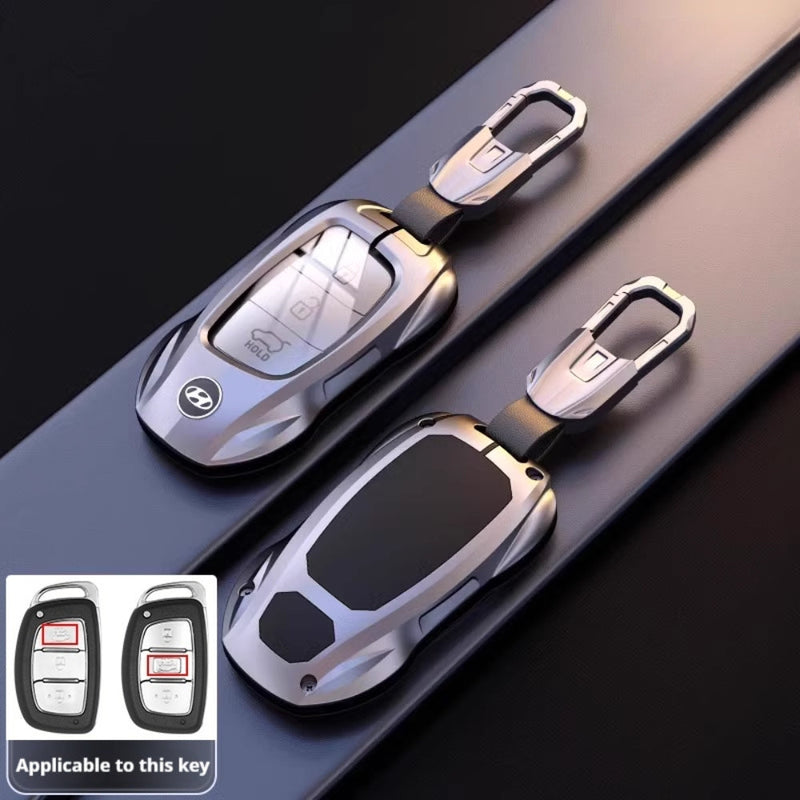 Chargez l&#39;image dans la visionneuse de la galerie, Hyundai Stylish Metal Car Key Fob Protective Case Cover For Tucson, Sport, Elantra, Santa Fe, ix35, ix25
