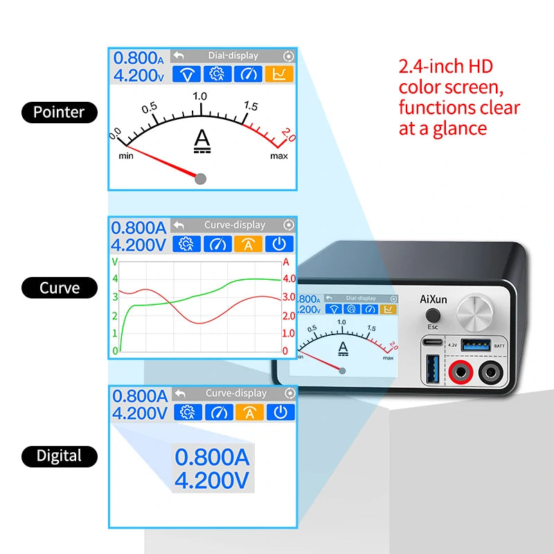 Cargue la imagen en el visor de la galería, AiXun P2408S Intelligent Regulated 24V DC Power Supply – Ideal for Mobile Repair - Polar Tech Australia
