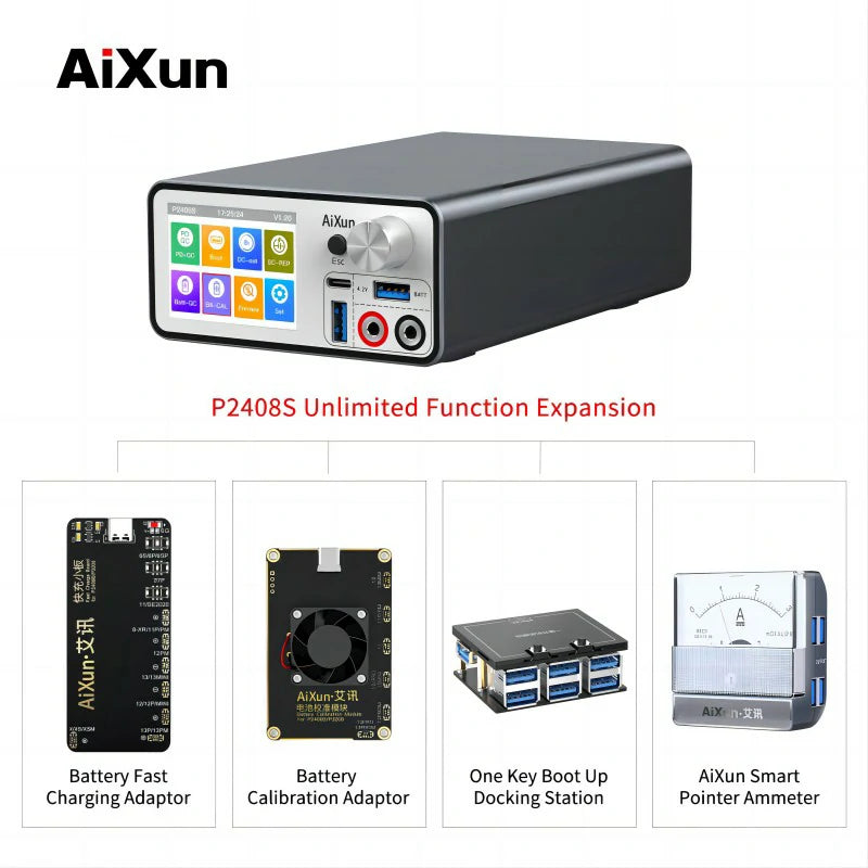 Cargue la imagen en el visor de la galería, AiXun P2408S Intelligent Regulated 24V DC Power Supply – Ideal for Mobile Repair - Polar Tech Australia
