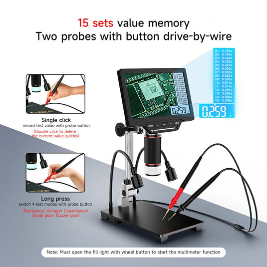 [AiXun DM21] 7-Inch Electronic Digital Microscope with Multimeter Design for Soldering – 2-in-1 Precision Tool - Polar Tech Australia