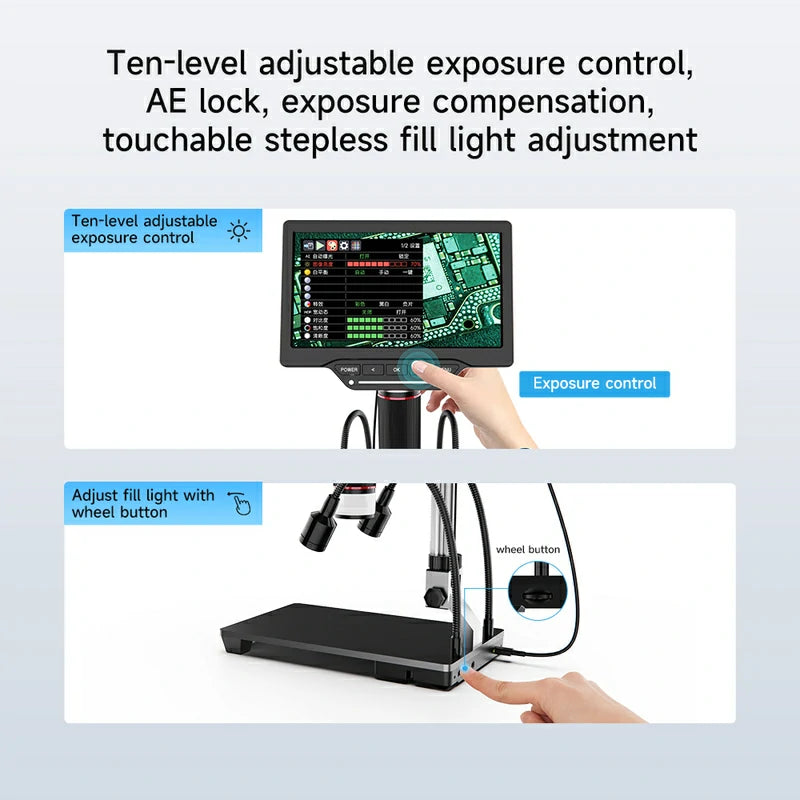Chargez l&#39;image dans la visionneuse de la galerie, [AiXun DM21] 7-Inch Electronic Digital Microscope with Multimeter Design for Soldering – 2-in-1 Precision Tool - Polar Tech Australia
