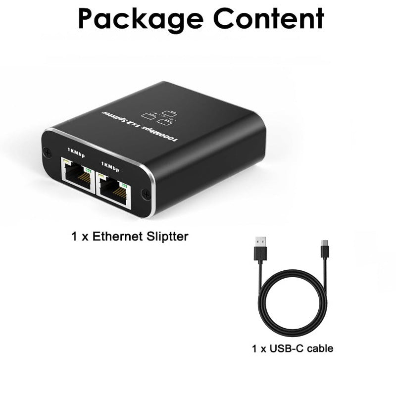 Chargez l&#39;image dans la visionneuse de la galerie, 4 Ports Ethernet RJ45 Splitter 1 In / 3 Out 1000Mbps High Speed With USB-C Port - Polar Tech Australia
