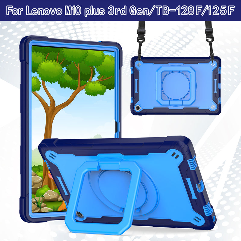 Chargez l&#39;image dans la visionneuse de la galerie, Lenovo Tablet 10.6&quot; Inch Tab M10 Plus 3rd Gen (TB-125 &amp; 128) 360 Rotation Heavy Duty Kid Friendly Ring Handle Case - Polar Tech Australia
