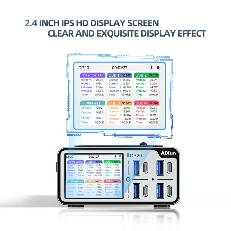 Load image into Gallery viewer, AiXun DP20 Desktop Smart Fast Charger – 200W Multi-Protocol Charging Solution - Polar Tech Australia
