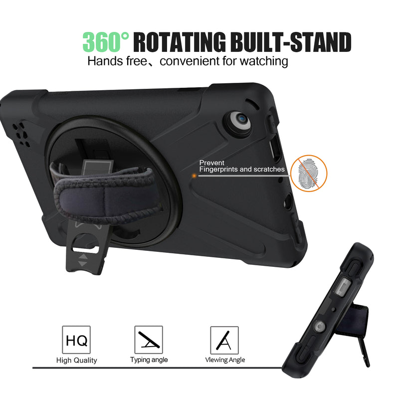 Chargez l&#39;image dans la visionneuse de la galerie, Amazon Kindle Fire 7 2017/2019 Heavy Duty 360 Degree Rotate Stand Hand Strap Case - Polar Tech Australia
