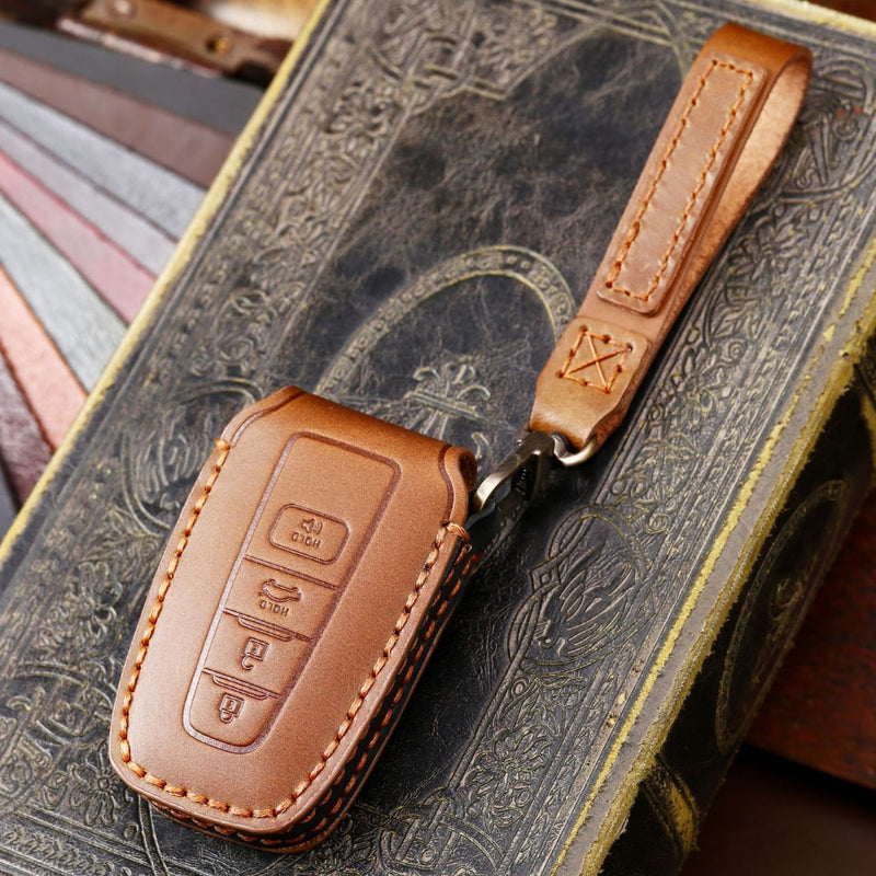 Load image into Gallery viewer, Toyota Handcrafted Genuine Leather Car Key Fob Protective Case Cover For Camry, C-HR, Corolla, RAV4, Avalon, Land Cruiser, Prado, Prius - Polar Tech Australia
