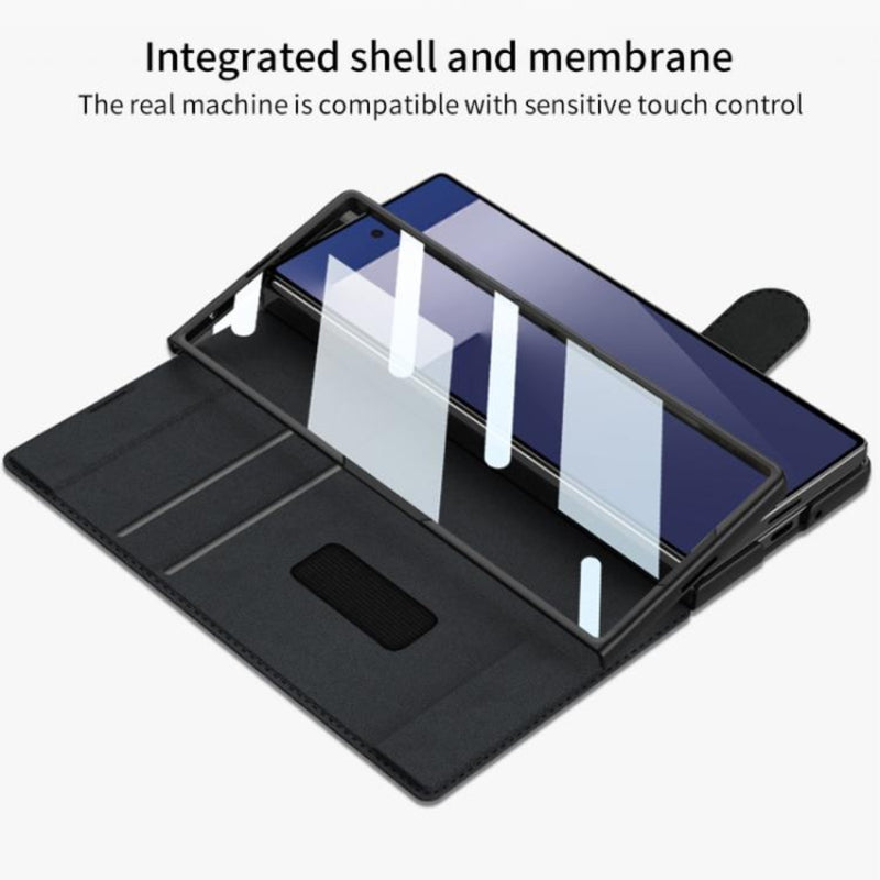 Cargue la imagen en el visor de la galería, Samsung Galaxy Z Fold7 5G - GKK Integrated Armor Flip Leather Case with Pen Slot, Stylus Not Included
